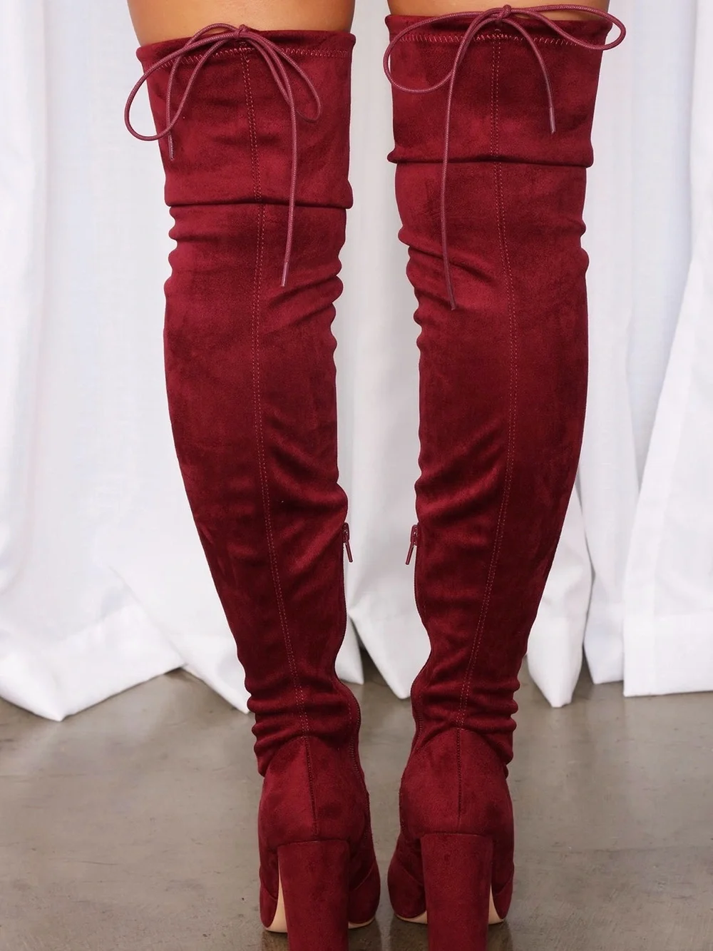 Pretty Thigh High Suede Boots- Burgundy ALSO IN BLACK IN CLOSET